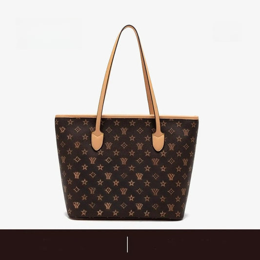 Free Shipping Light Luxury Retro Tote Bag Classic Printed Versatile Large Capacity Shoulder Bag