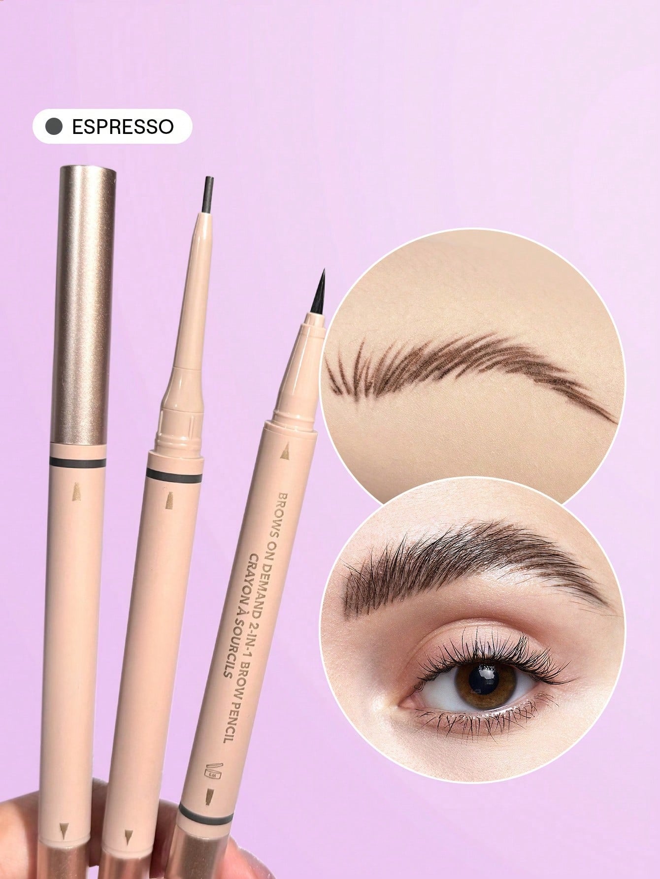 Brows On Demand 2-In-1 Brow Pencil-Taupe Waterproof Liquid Eyebrow Pen Sweat-Proof Anti-Oil Natural Brow Filling Outlining Eyebrow Cream Gel Makeup Brand Beauty Makeup Face Paint Cosmetic For Women Girls Perfect For Fall Winter Ideal For Y2K Fancy