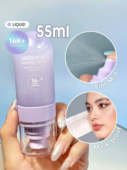 Lock'D In Setting Spray Mattifying Effect Quick-Drying Long Lasting Makeup Locking Spray Oil-Control Non-Greasy Makeup Setting Setting Spray Brand Beauty Makeup Face Paint Cosmetic For Women Girls Perfect For Fall Winter Ideal For Y2K Fancy Fashio