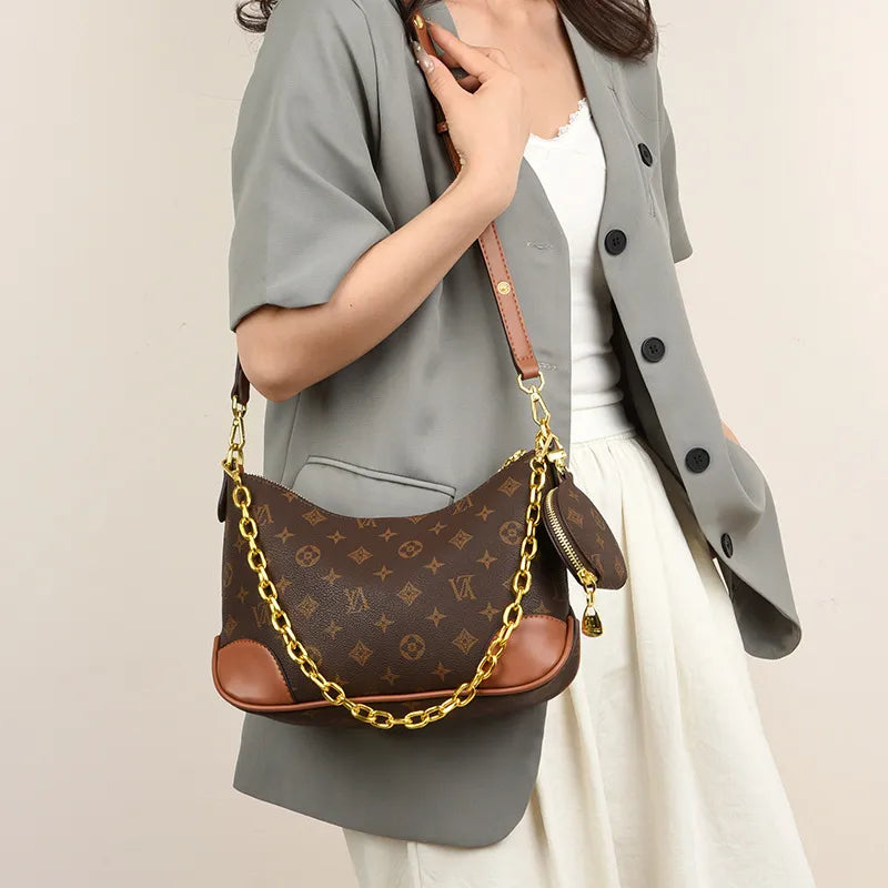 Designer Bag 2025 New Fashionable Retro Underarm Bag Trendy Fashion Casual Shoulder Bag for Women yellow brown khaki