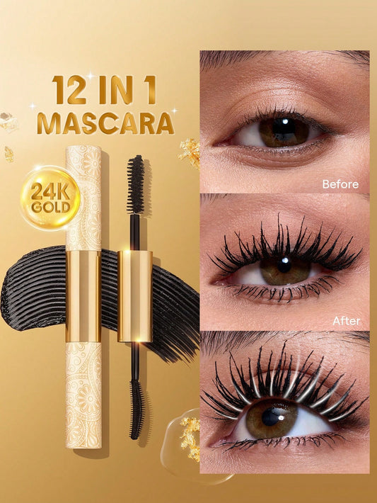 All-In-One 24K Multi-Effect Mascara Brand Beauty Makeup Face Paint Cosmetic For Women Girls Perfect For Fall Winter Ideal For Y2K Fancy Fashion Suitable For Birthday Christmas Present Party Ready Best Color