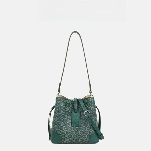 designer bag New peacock green genuine leather bucket bag simple versatile multi compartment handbag niche design hot selling womens bag