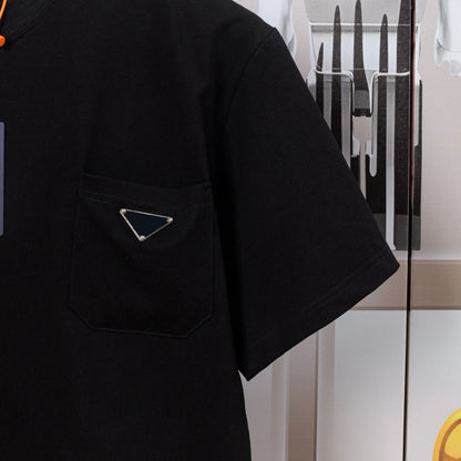 mens plus tees polos round neck embroidered and printed polar style summer wear with street pure cotton