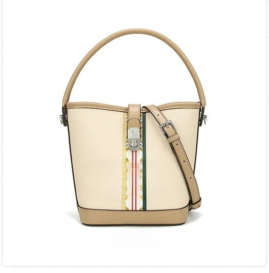 designer bag New light luxury leather bucket bag simple and versatile fashion handbag