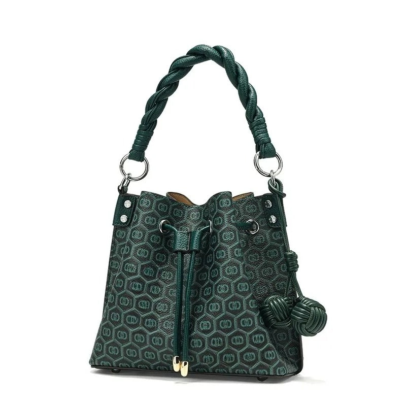 designer bag New peacock green genuine leather bucket bag simple versatile multi compartment handbag niche design hot selling womens bag