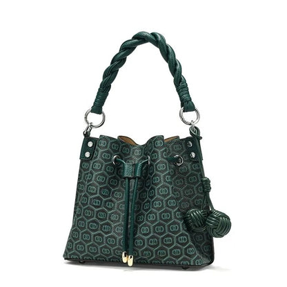 designer bag New peacock green genuine leather bucket bag simple versatile multi compartment handbag niche design hot selling womens bag