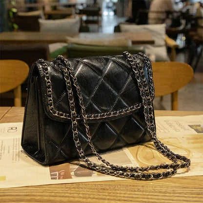 designer bag light luxury genuine leather casual tote bag high-quality vintage chain bag for woman