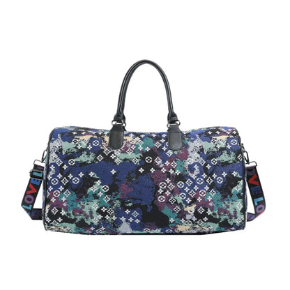 2025 New Classic Fitness Bag Large Capacity Fashionable Trendy Printed Travel Bag For Woman and Man blue black