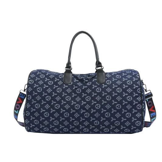 2025 New Classic Fitness Bag Large Capacity Fashionable Trendy Printed Travel Bag For Woman and Man blue black