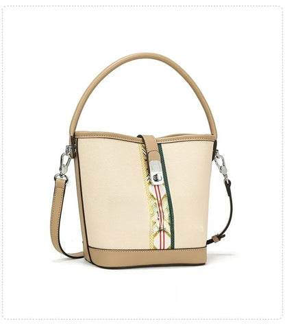 designer bag New light luxury leather bucket bag simple and versatile fashion handbag