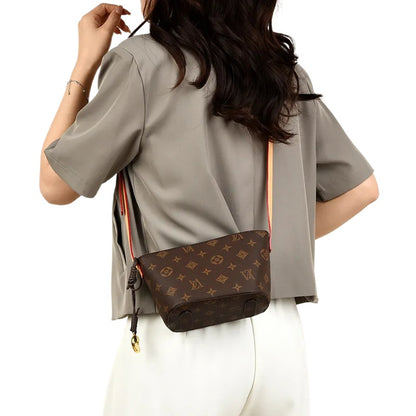2025 new high-quality classic printed flap simple large capacity fashionable cross body bag for women yellow brown