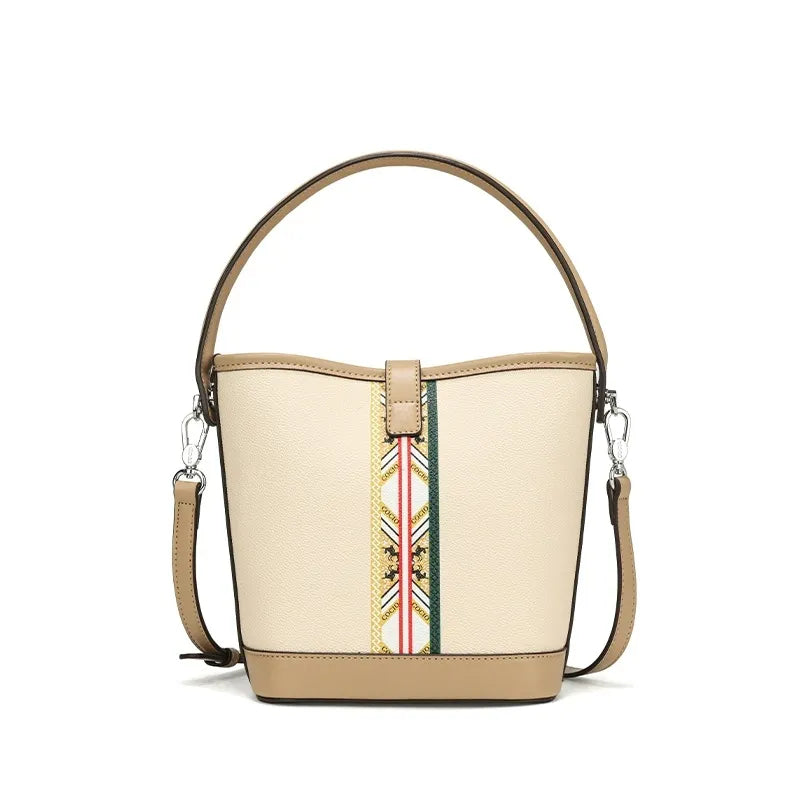 designer bag New light luxury leather bucket bag simple and versatile fashion handbag