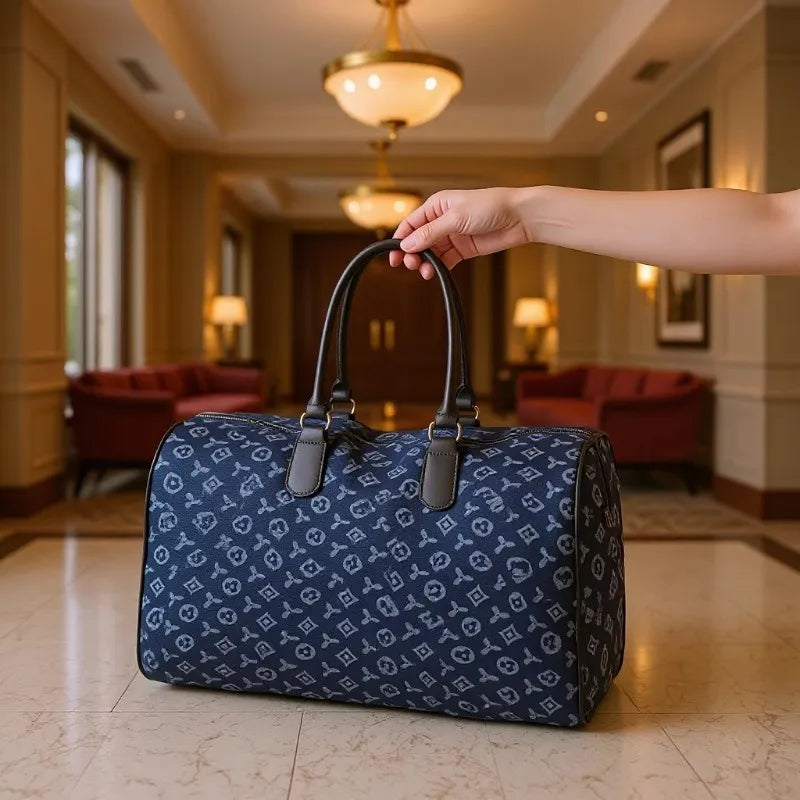 2025 New Classic Fitness Bag Large Capacity Fashionable Trendy Printed Travel Bag For Woman and Man blue black