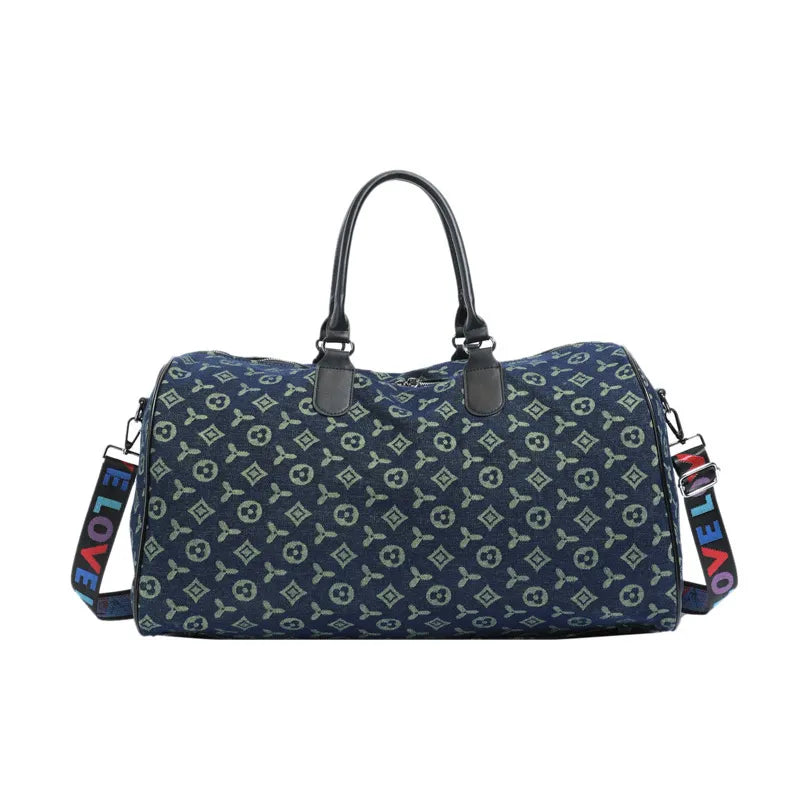 2025 New Classic Fitness Bag Large Capacity Fashionable Trendy Printed Travel Bag For Woman and Man blue black