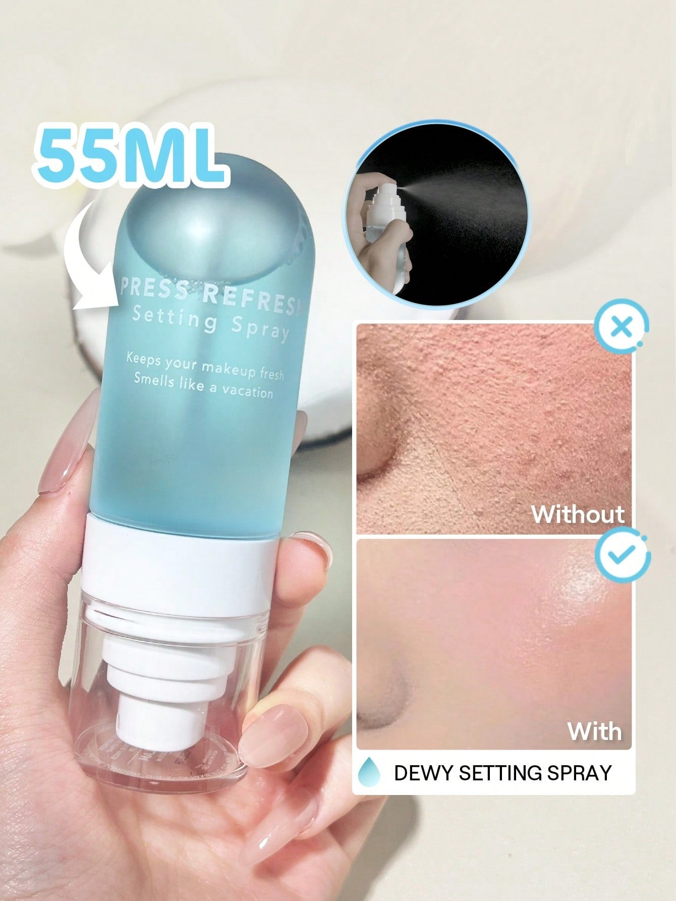 Press Refresh Setting Spray Moisturizing Long Lasting Makeup Setting Spray Oil-Control Non-Greasy Makeup Setting Pink Brown Setting Spray Brand Beauty Makeup Face Paint Cosmetic For Women Girls Perfect For Fall Winter Ideal For Y2K Fancy Fashion S