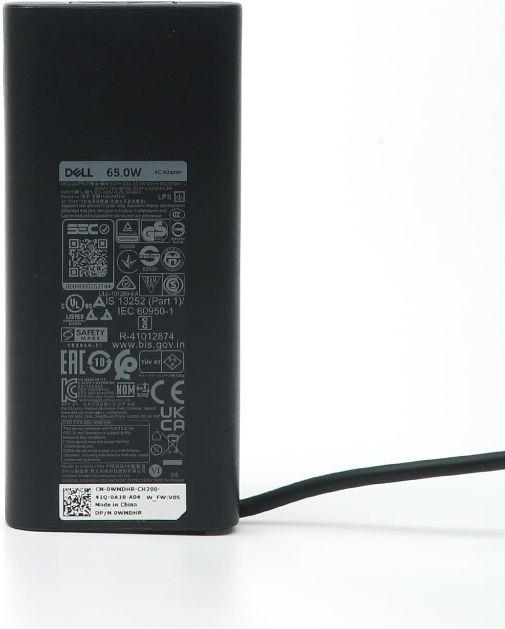 Dell 65W USB-C Laptop Charger,Latitude 5400 5410 5420 5430 5440 5450 Power AC Adapter with Power Cord Cable, Black, HA65NM190