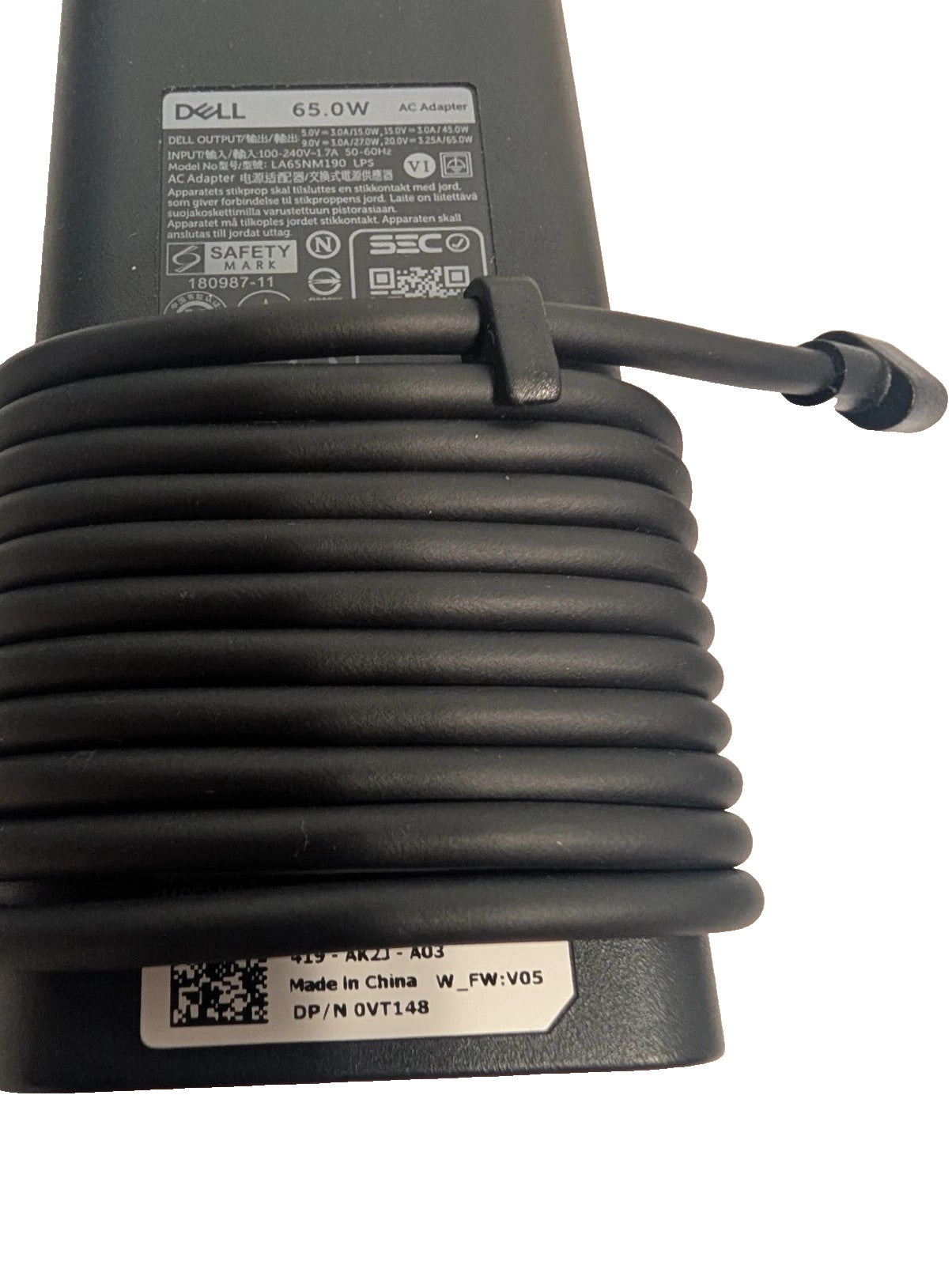 Dell 65W USB-C Laptop Charger,Latitude 5400 5410 5420 5430 5440 5450 Power AC Adapter with Power Cord Cable, Black, HA65NM190